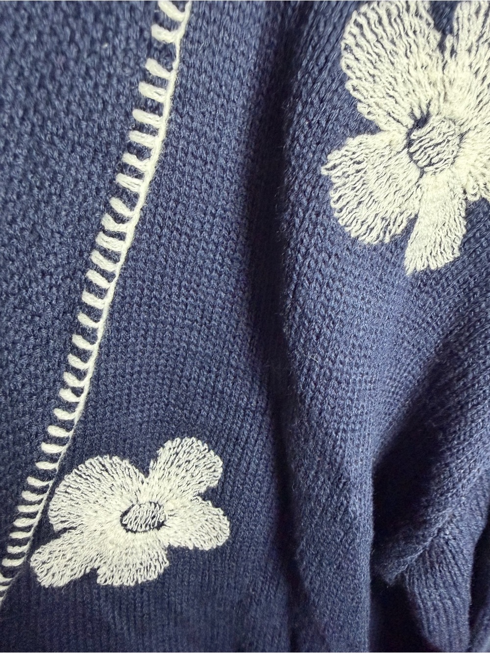 Lane Bryant Navy Open-Front Cardigan with Cream Floral Knit 18/20 New - Picture 7 of 9
